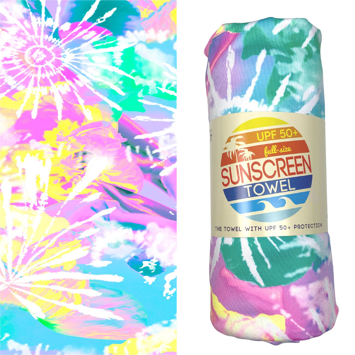 Full Size UPF 50+ Sunscreen Towel (Pastel Tie Dye)