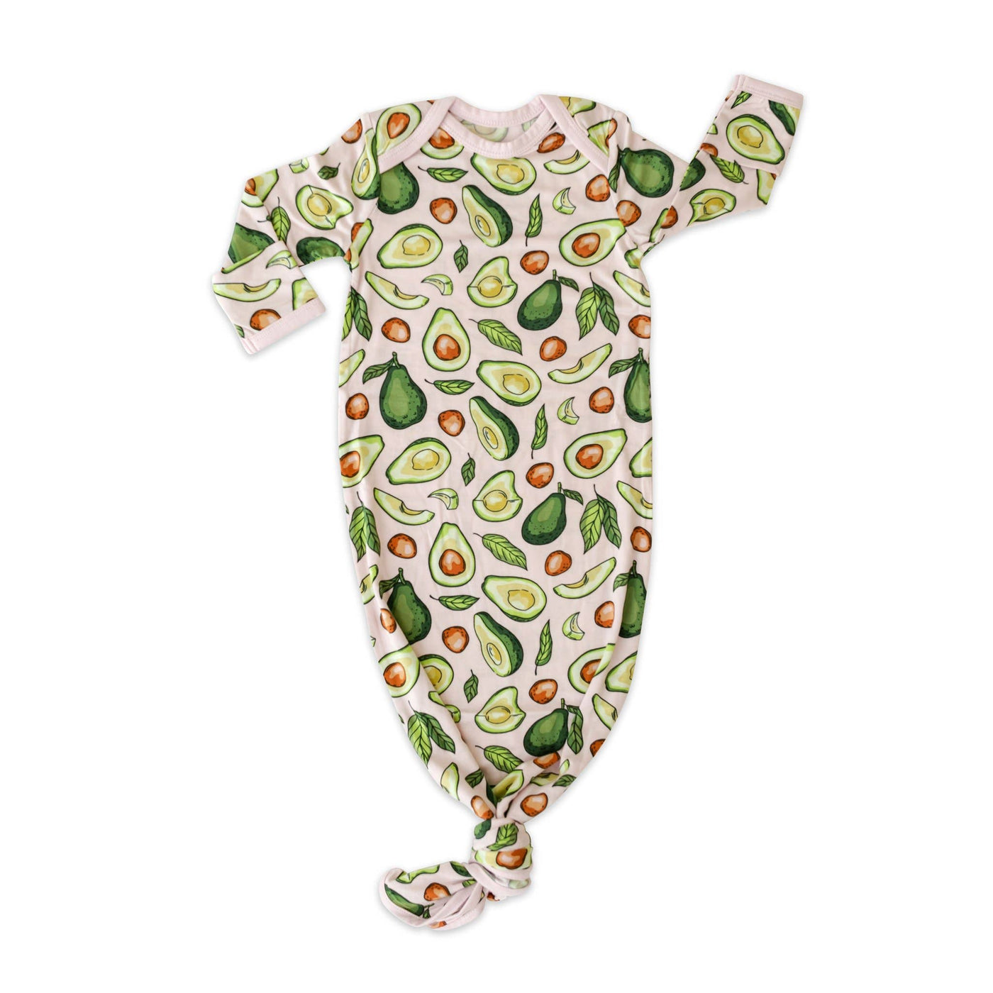 Blush Avocados Bamboo Infant Knotted Gown