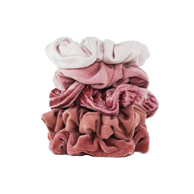 blush and mauve velvet scrunchie set