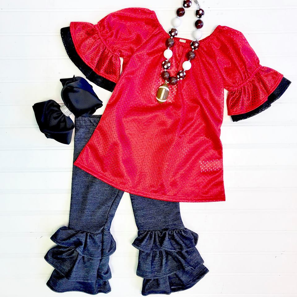 RED AND BLACK TODDLER RUFFLE JERSEY