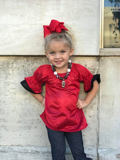 RED AND BLACK TODDLER RUFFLE JERSEY