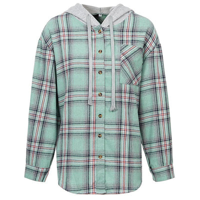 at the cabin teal hoodie shacket