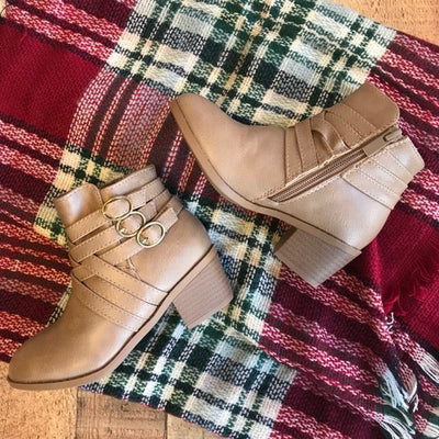 CAMILA TAUPE STRAPPY BOOTIES