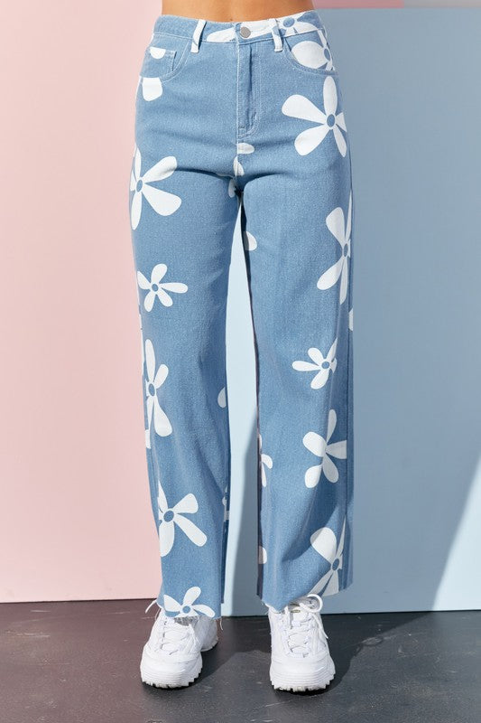 floral print wide leg pants