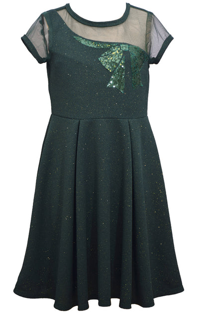 sequin bow knit dress