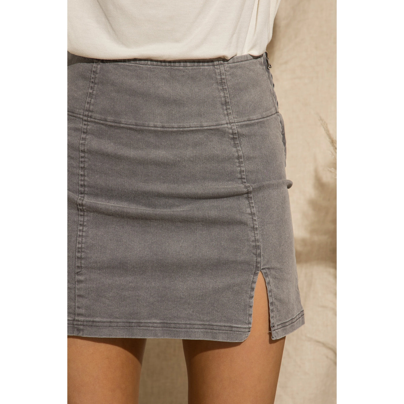 ann charcoal mini skirt with slit