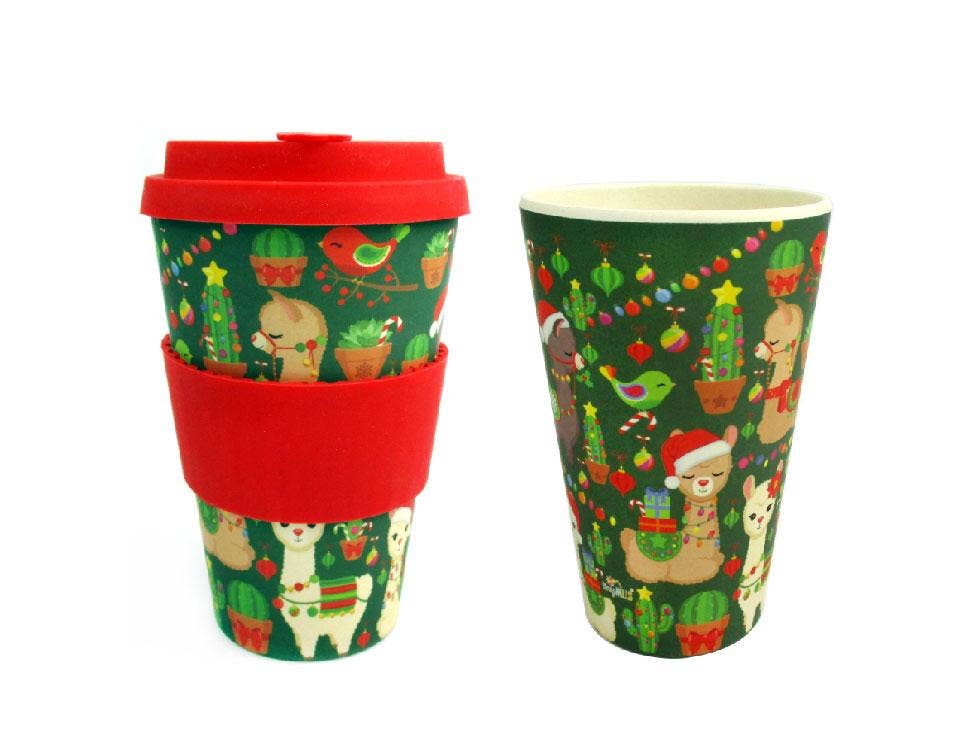 Eco-Friendly Reusable Mug with Christmas Llama Alpaca Design