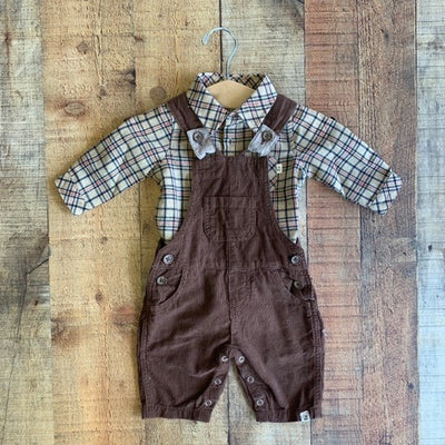 BROWN CORD OVERALLS
