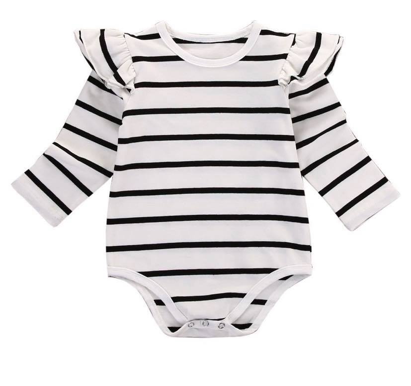 EVERLY STRIPED LONG SLEEVE ROMPER
