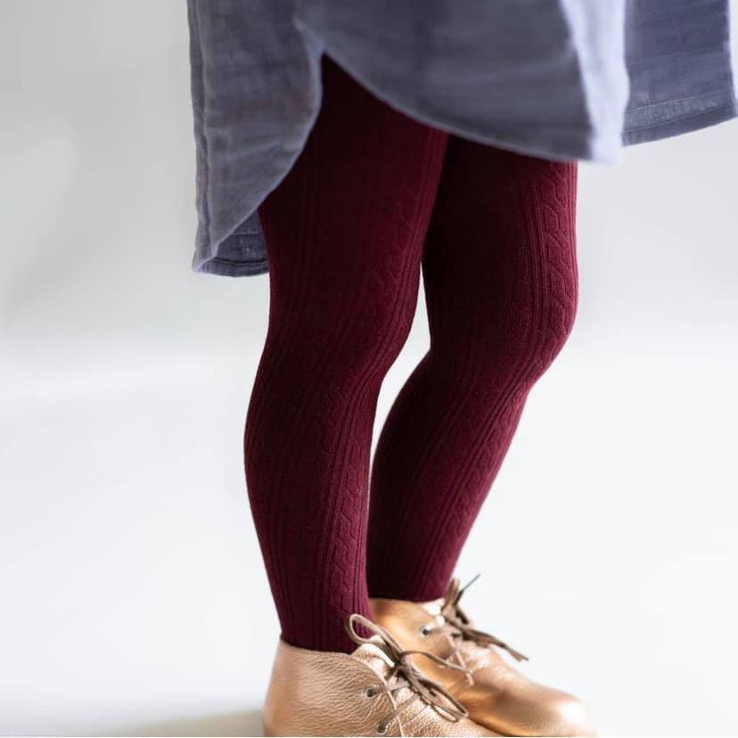 wine cable knit tights