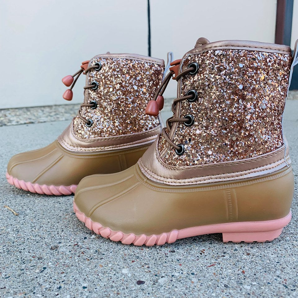 ROSE GOLD GLITTER DUCK BOOT – Sugar-N-Spice Children's and Tween