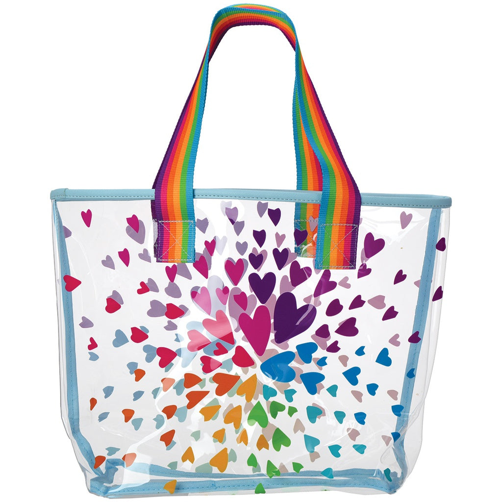 bursting hearts clear tote