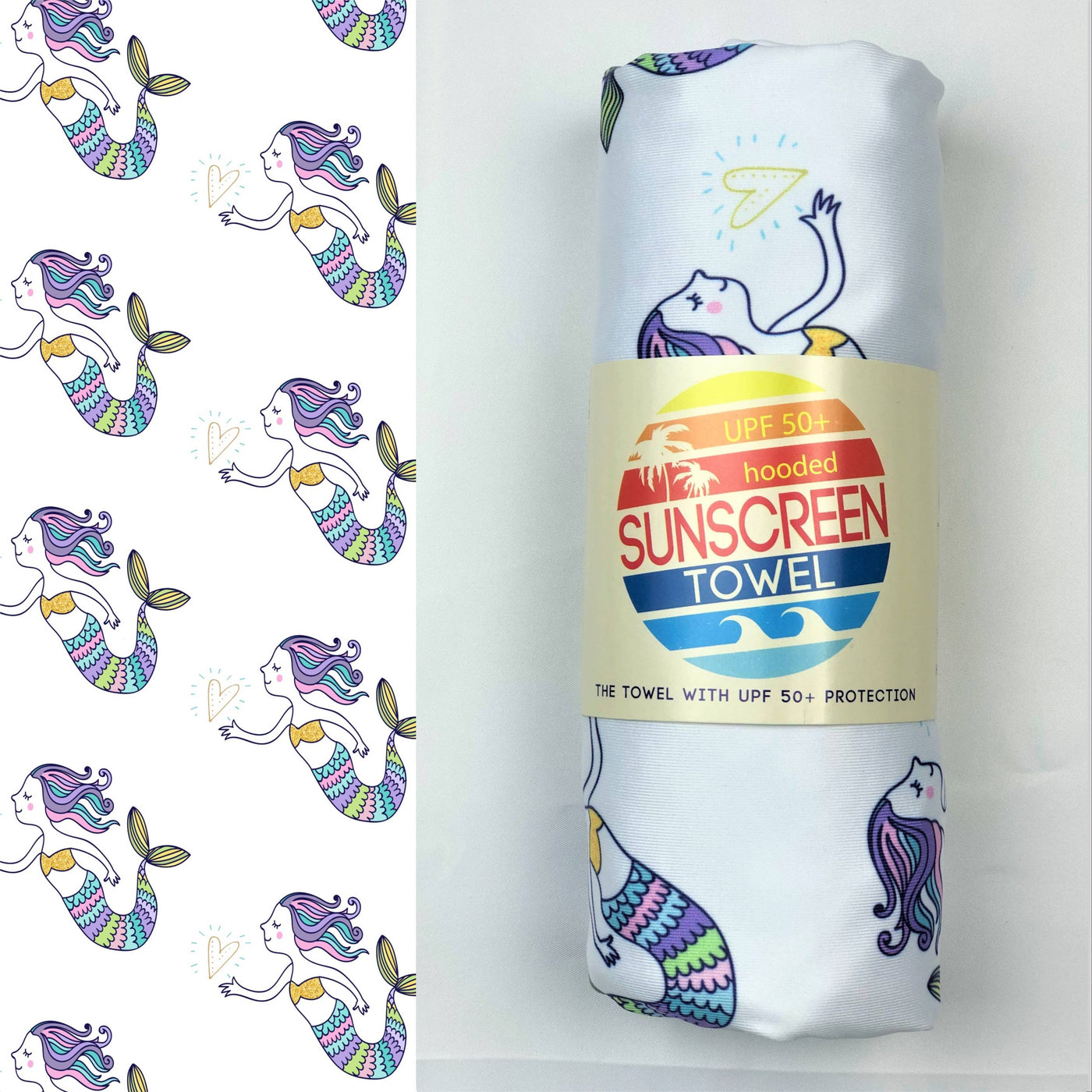 Hooded UPF 50+ Sunscreen Towel (Mermaid)
