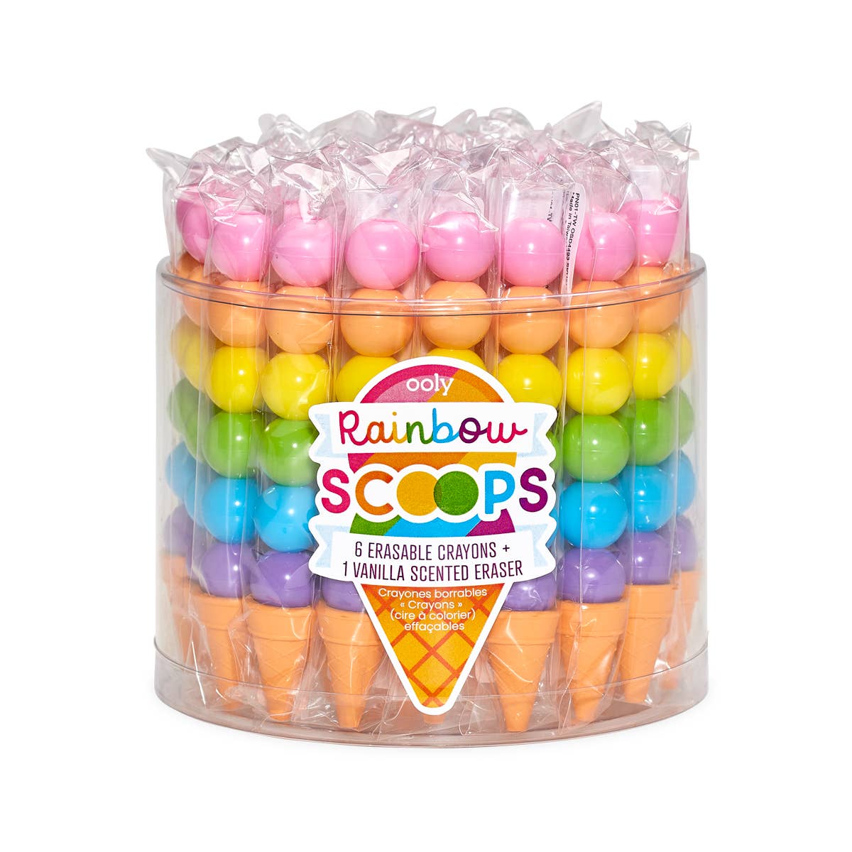 rainbow scoops vanilla scented stackable erasable crayons