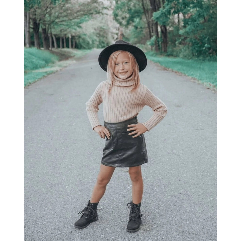 katie pocket leather mini skirt