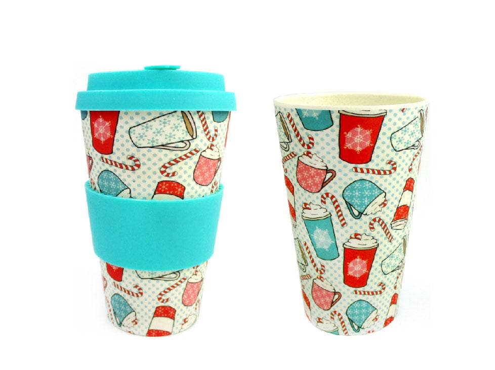 Eco-Friendly Reusable Mug with Christmas Coffee Design