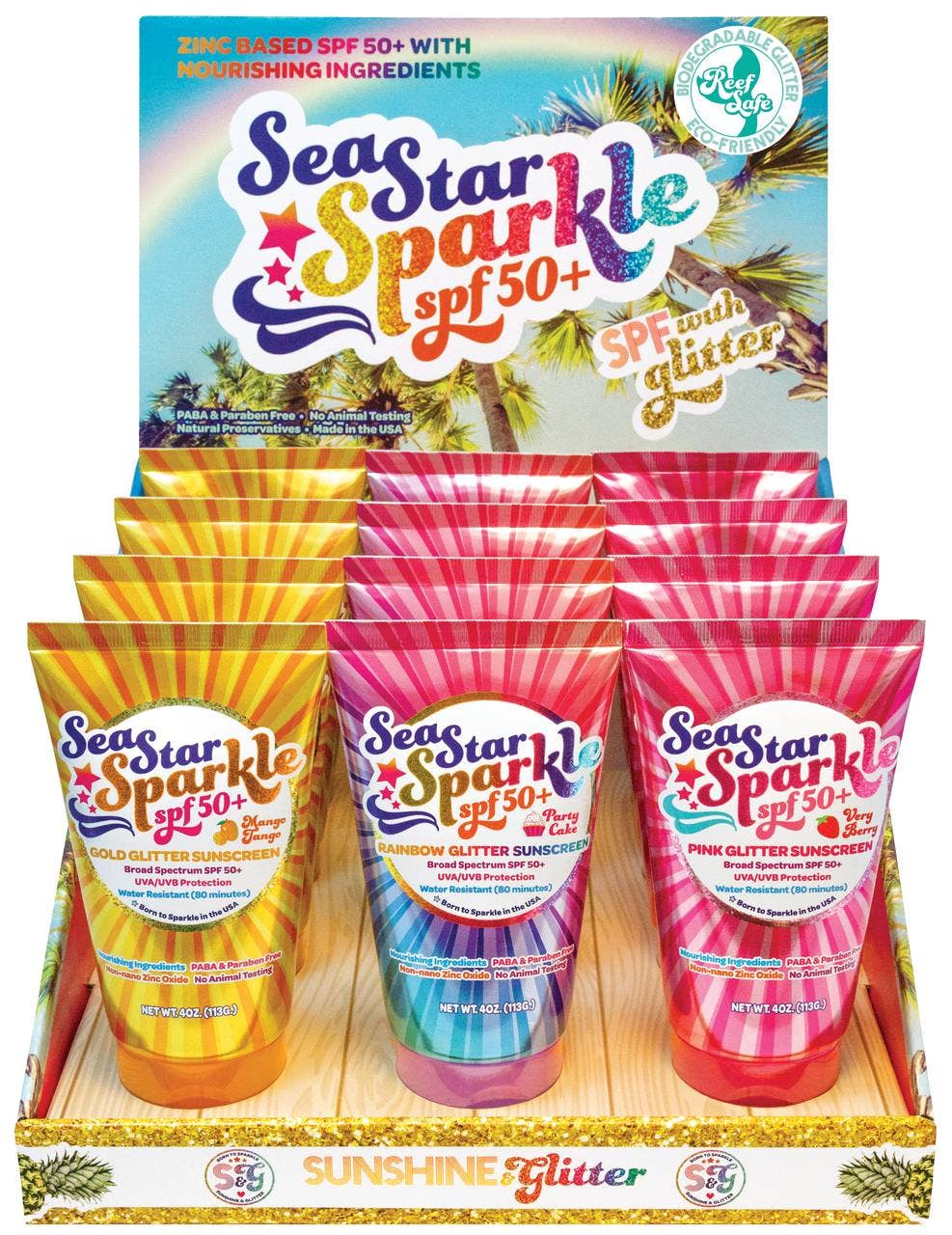 sea star sparkle glitter sunscreen