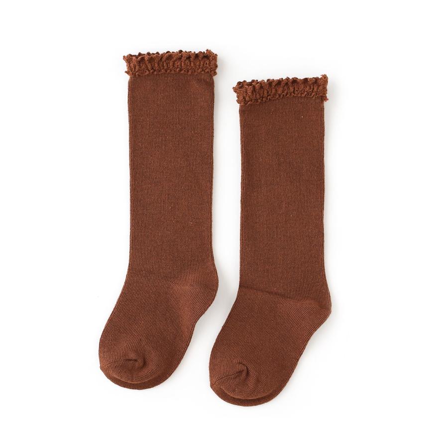 chocolate lace top knee high socks