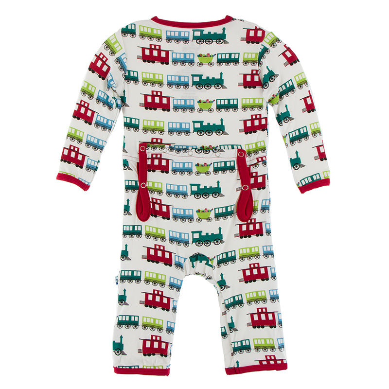 natural toy train zipper coverall