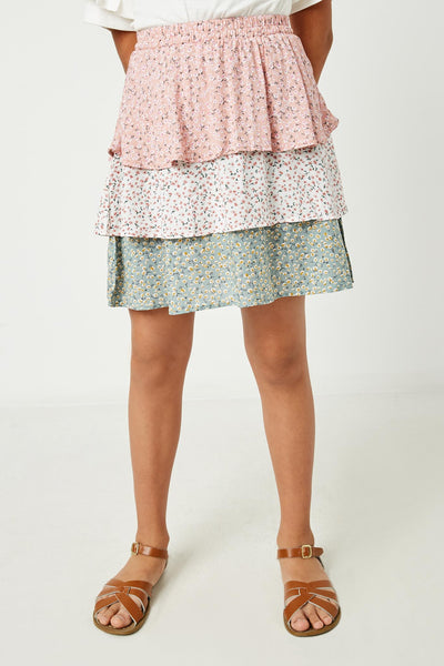floral print block skirt