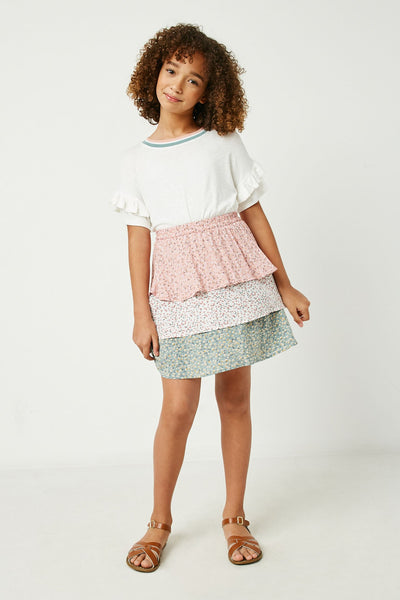 floral print block skirt