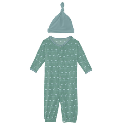 shore sprouts layette gown converter & knot hat set