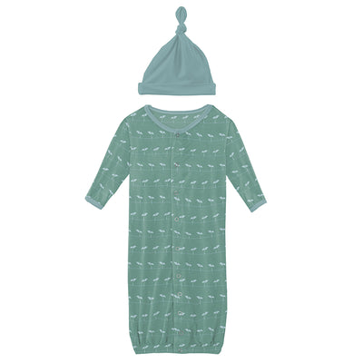 shore sprouts layette gown converter & knot hat set
