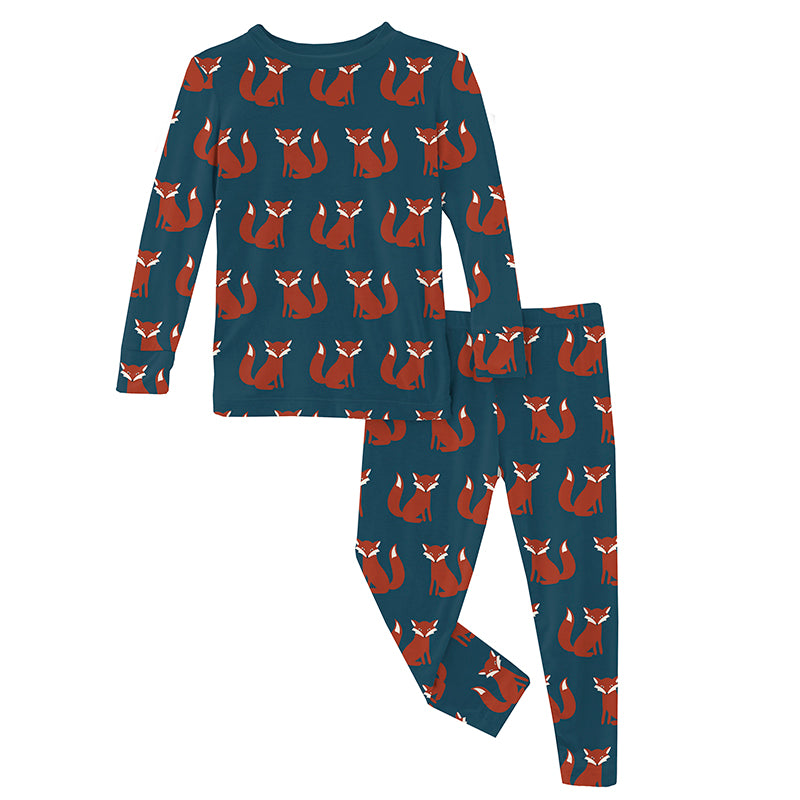 peacock fox ls pajama set