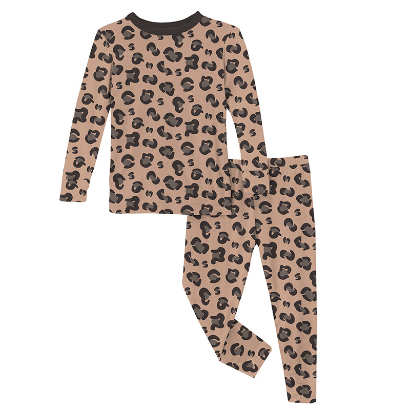 suede cheetah print ls pajama set