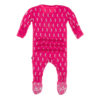 prickly pear mini seahorses muffin ruffle footie w/ zipper