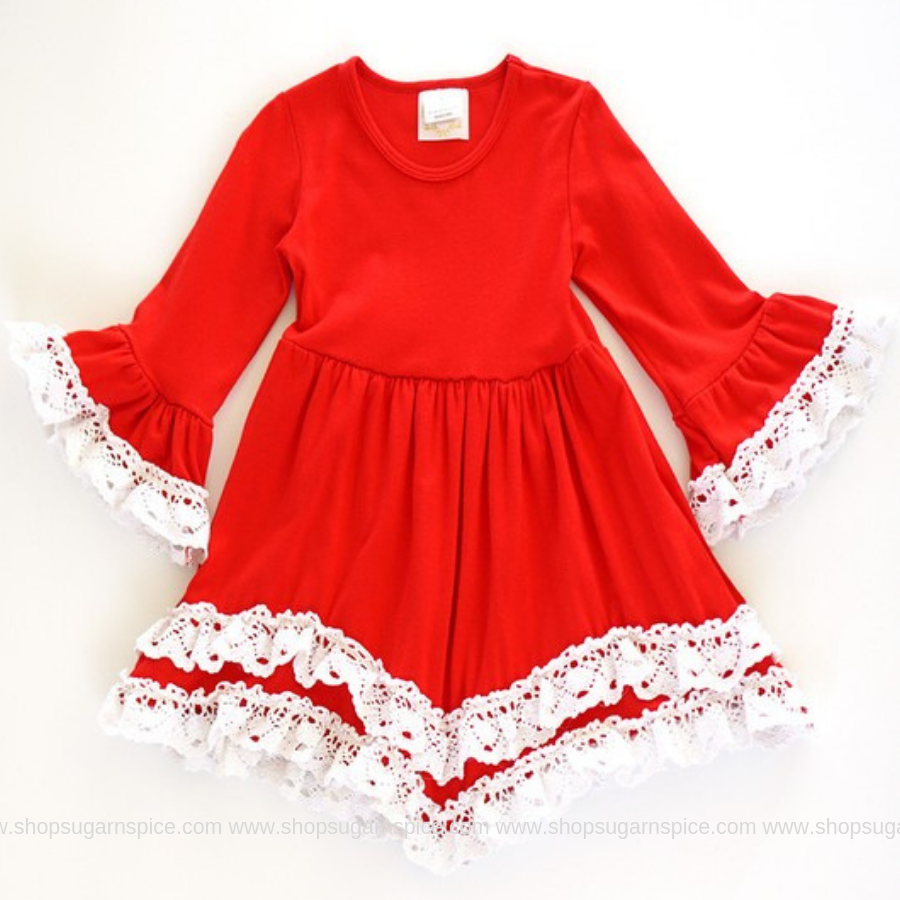 GENEVIEVE RED LACE DRESS