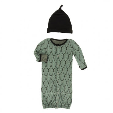 MIDNIGHT FEATHERS LAYETTE GOWN CONVERTER & KNOT HAT SET