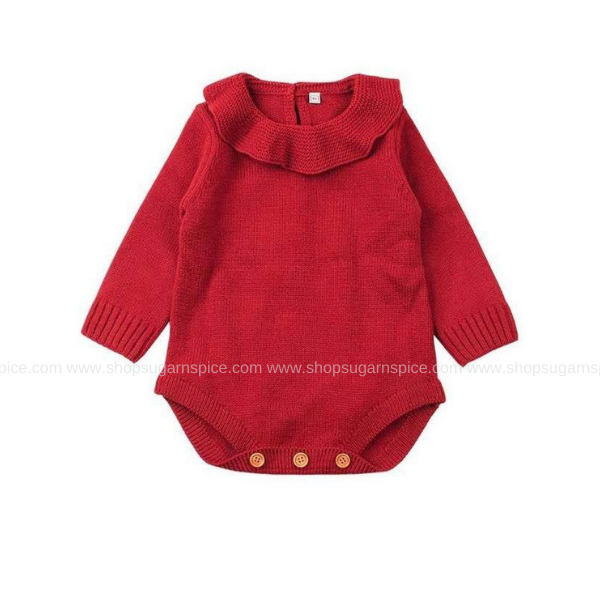 AUDREY RED KNITTING PATTERN ROMPER