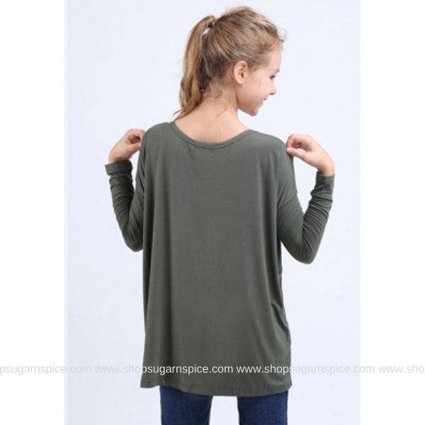 CHARCOAL RELAXED FIT LS TOP