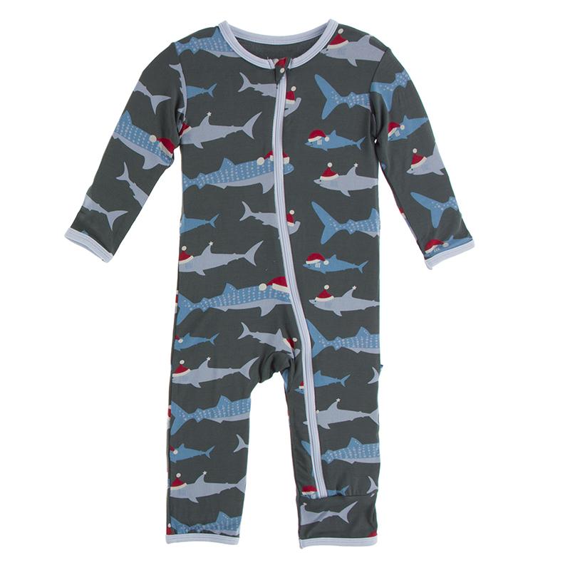 pewter santa sharks coverall with zipper