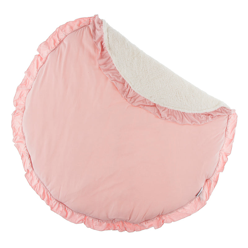 baby rose sherpa lined ruffle fluffle playmat