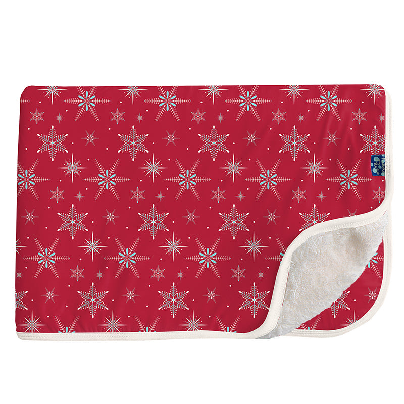 crimson snowflakes sherpa lined toddler blanket