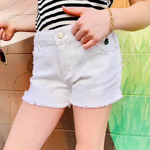 GIRLS WHITE DENIM SHORTS