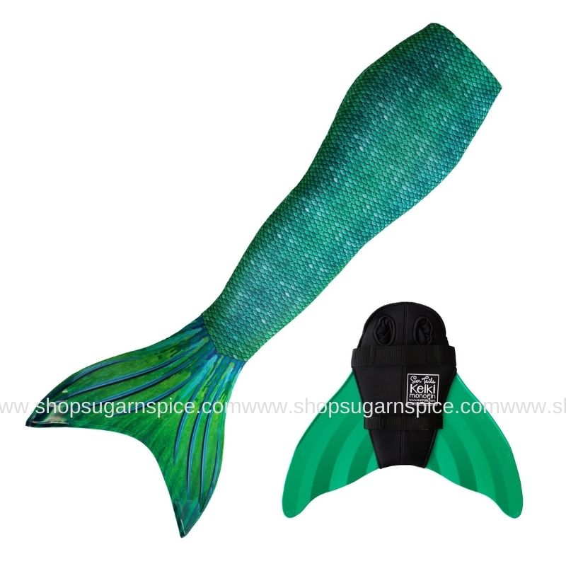 siren green monofin mermaid tail set