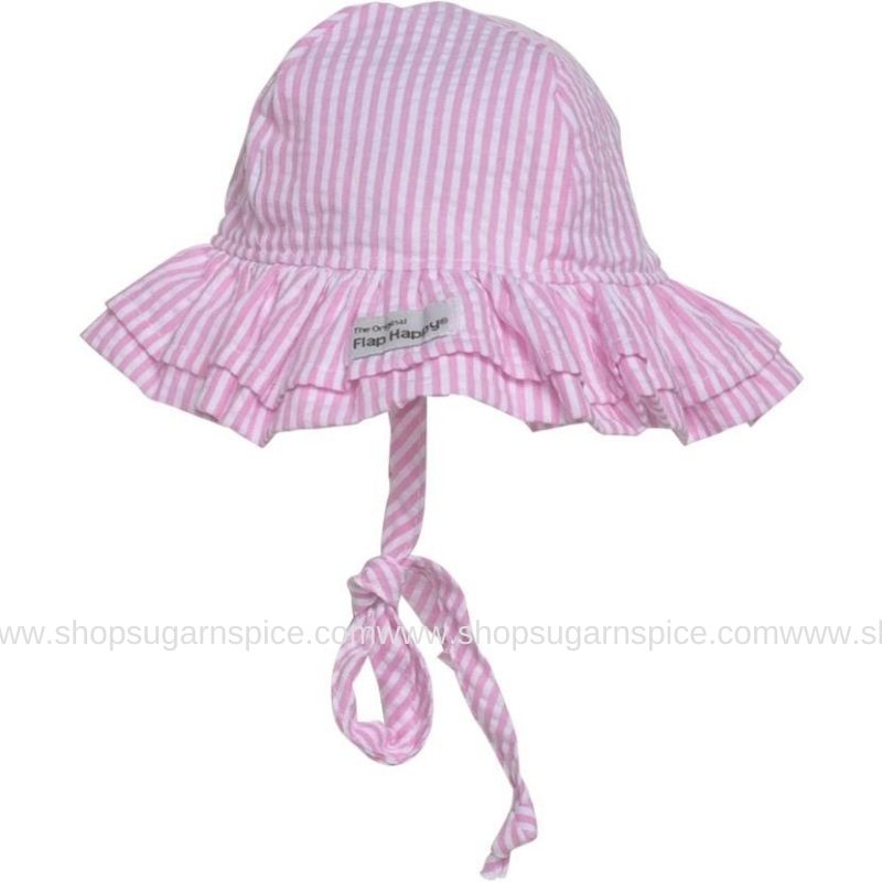 UPF 50+ Double Ruffle Hat pink stripe