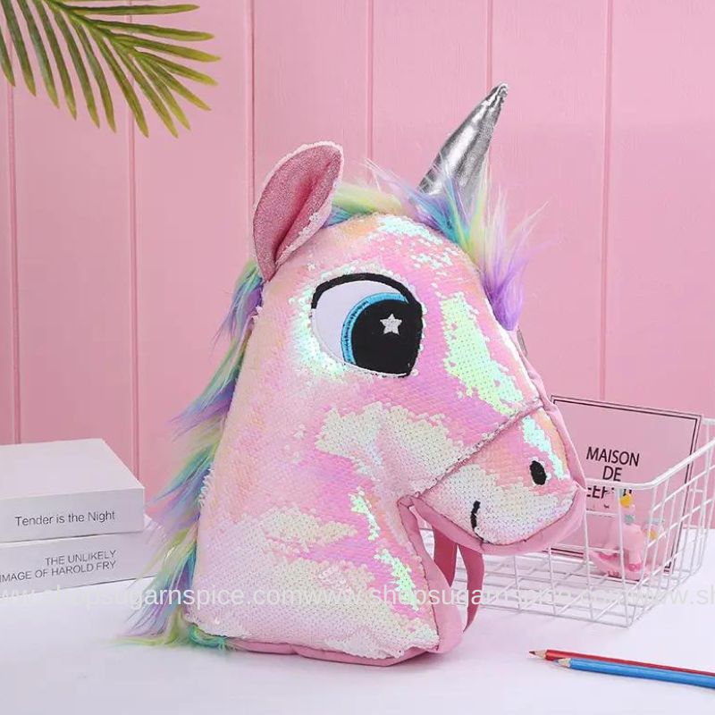 pink sequin unicorn backpack