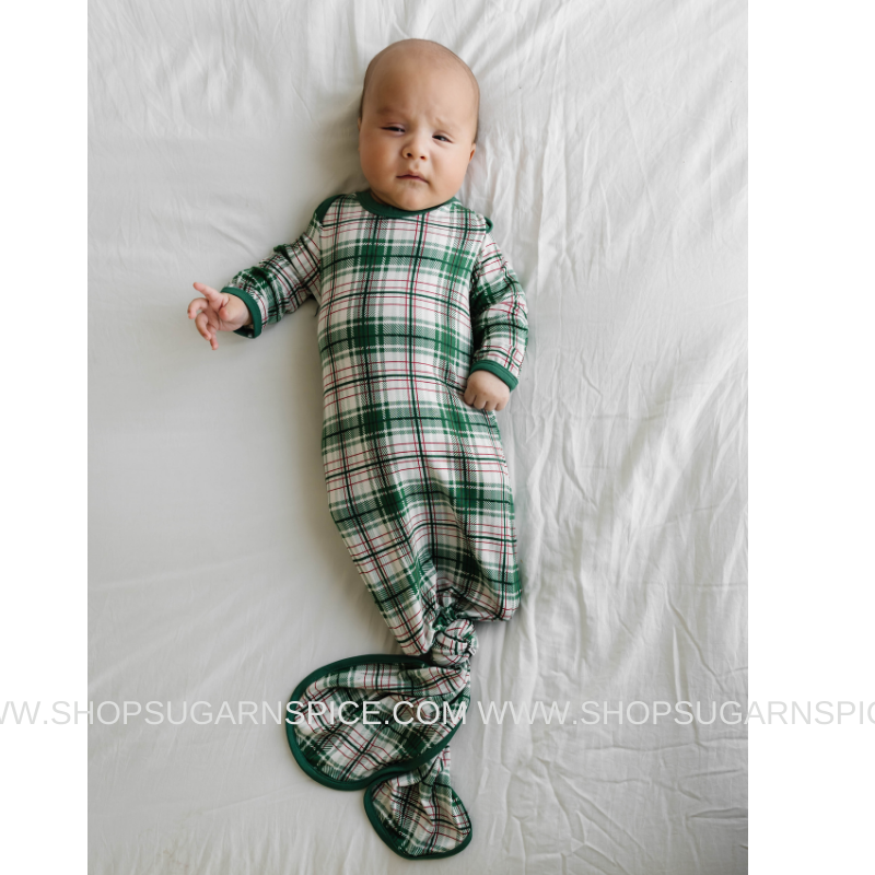 Noel Plaid Infant Knotted Gown