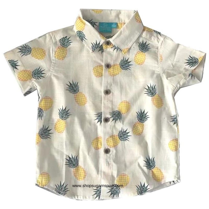 pineapple woven short sleeve shirt