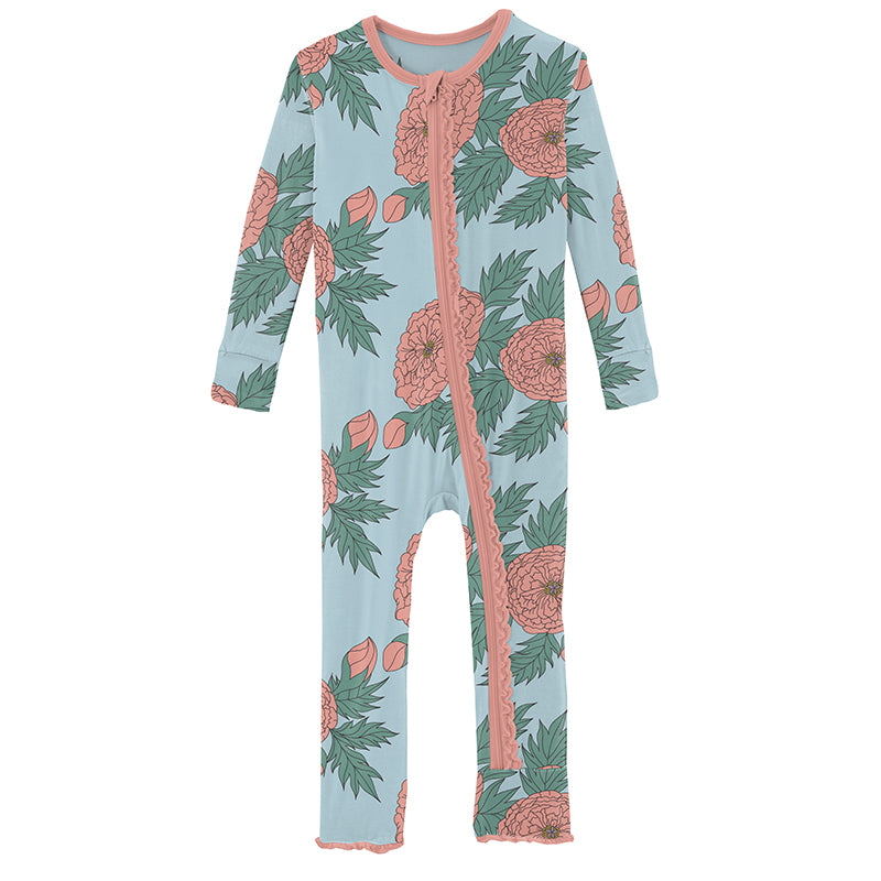 spring sky floral muffin ruffle coverall