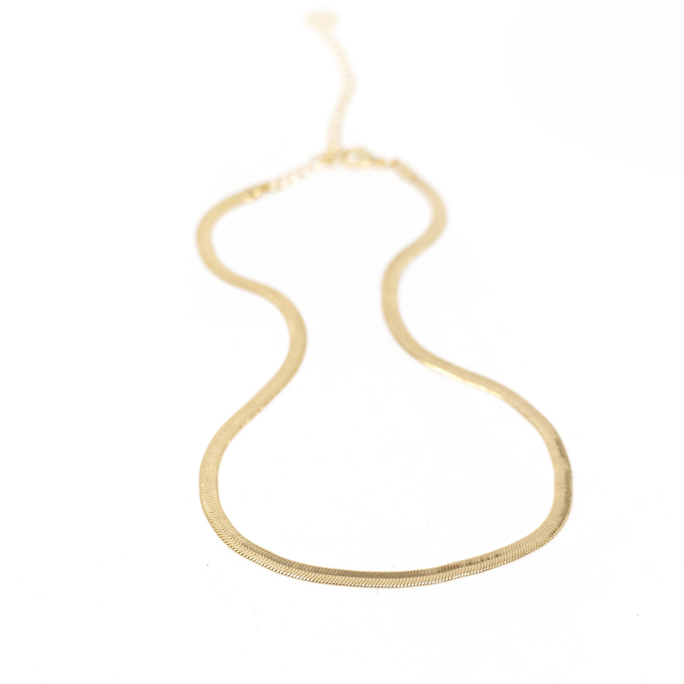 skinny gold herringbone necklace