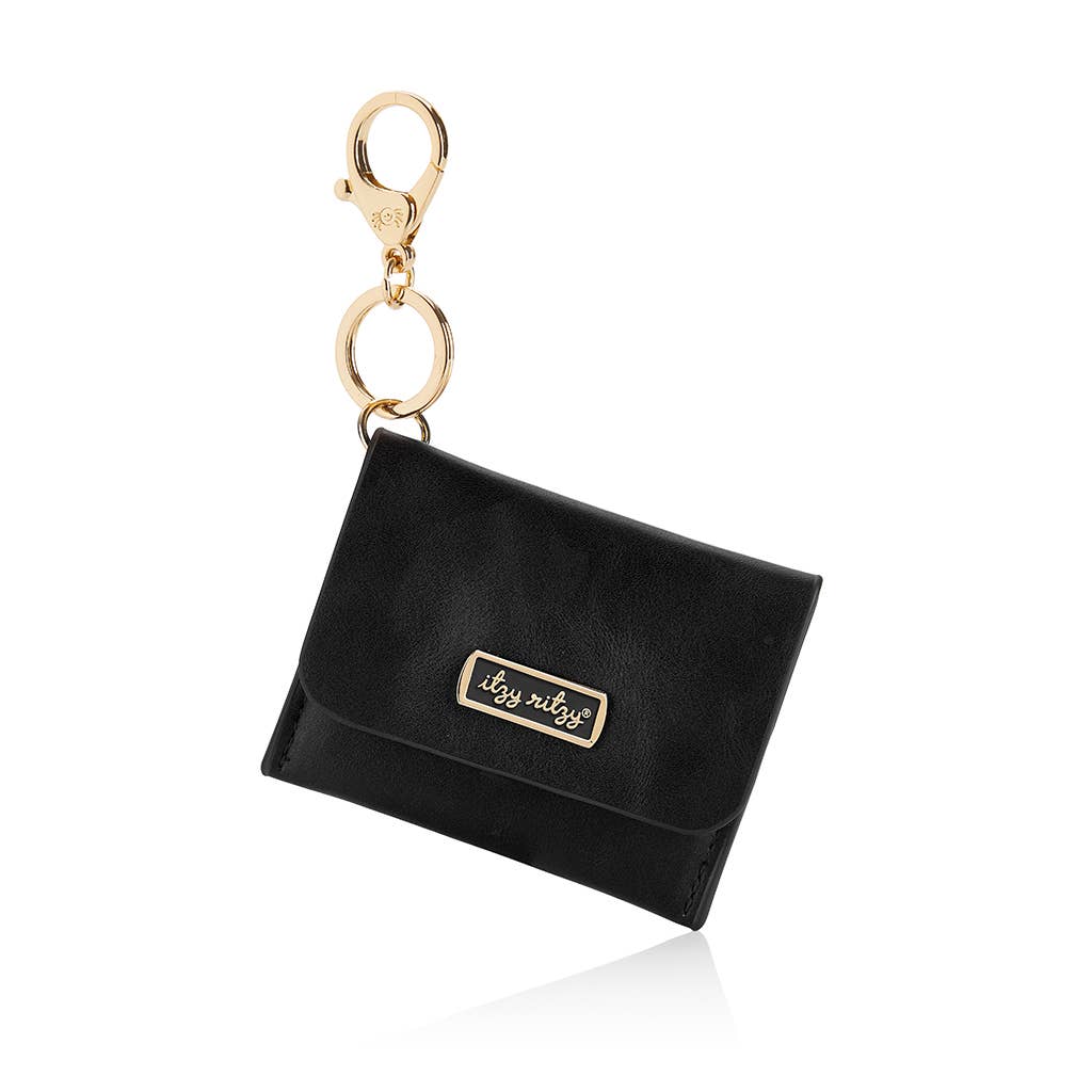 NEW Black Itzy Mini Wallet™ Card Holder & Key Chain Charm