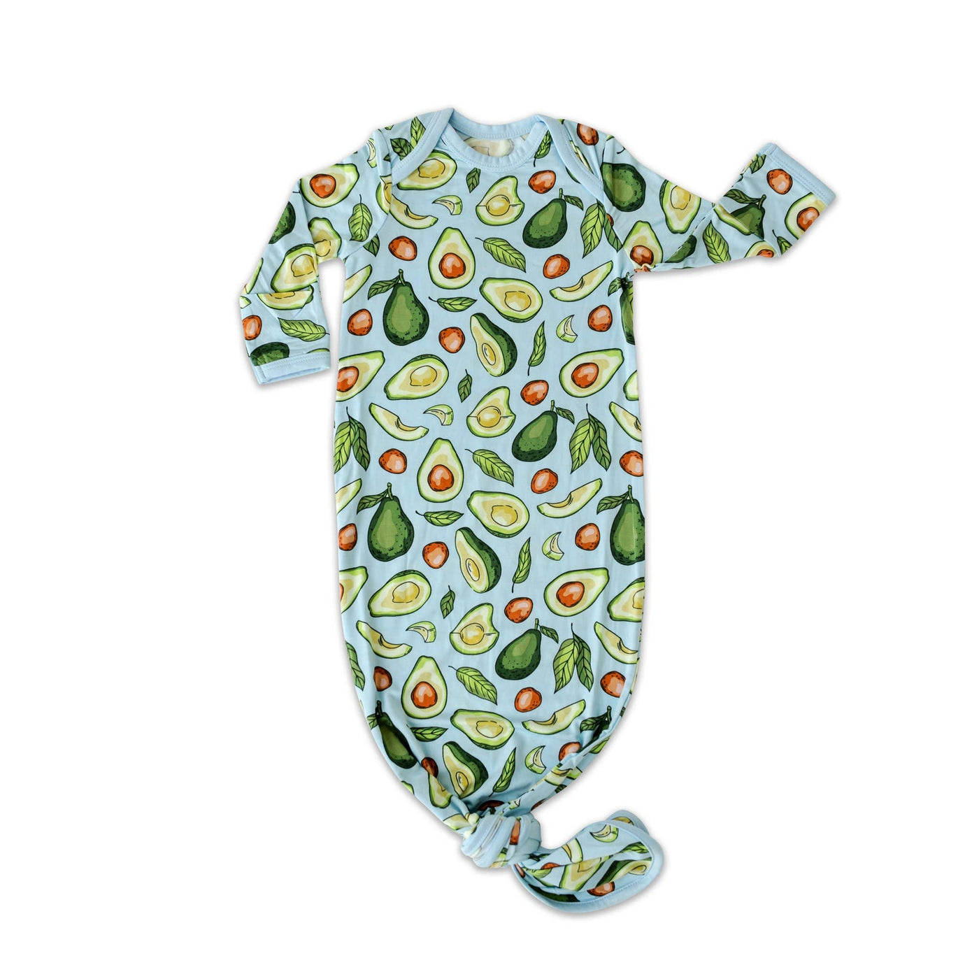 Powder Blue Avocados Bamboo Infant Knotted Gown