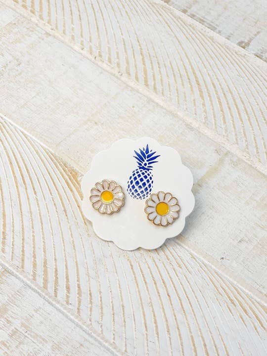 Groovy Daisy Enamel Stud Earrings