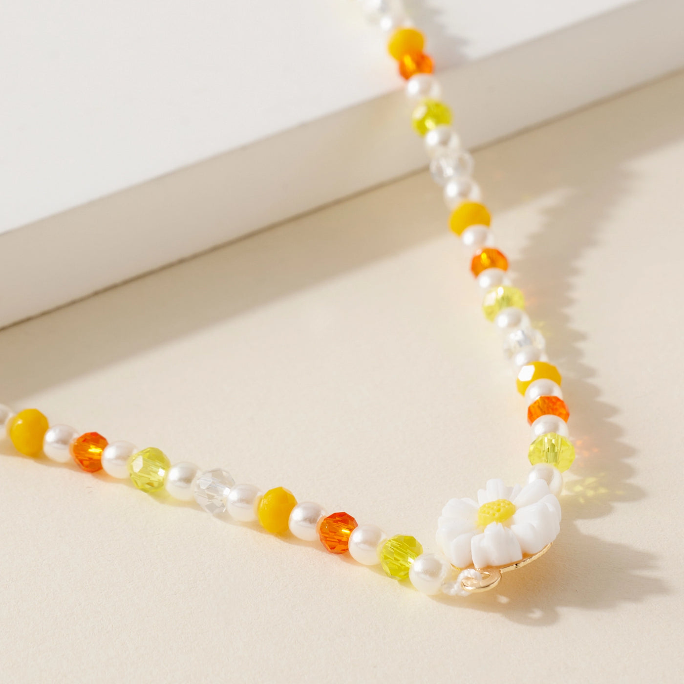 flower glass bead choker necklace