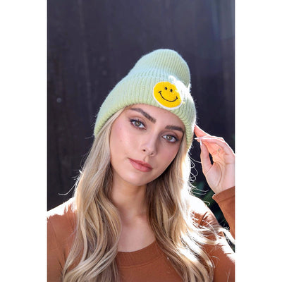 happy face beanie